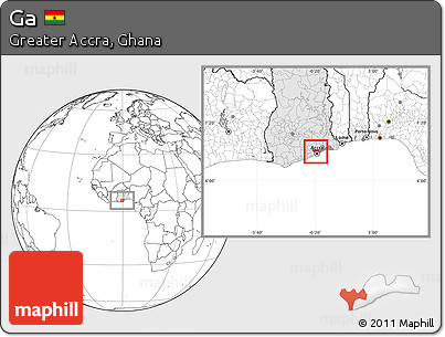 Blank Location Map of Ga, highlighted country, highlighted parent region
