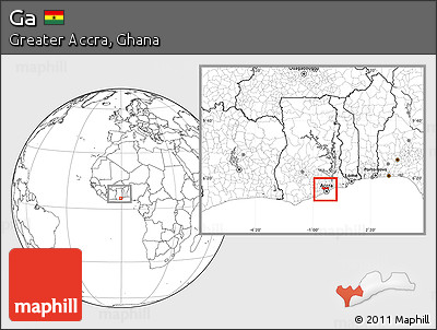 Blank Location Map of Ga, highlighted parent region, within the entire country