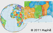 Political Location Map of Ga, highlighted parent region, within the entire country