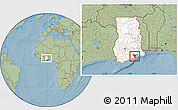 Savanna Style Location Map of Ga, highlighted country, within the entire country, hill shading