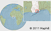Savanna Style Location Map of Ga, highlighted country, highlighted parent region, hill shading