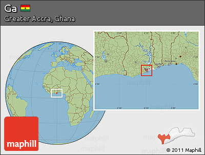 Savanna Style Location Map of Ga, highlighted parent region
