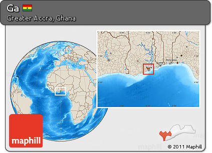 Shaded Relief Location Map of Ga