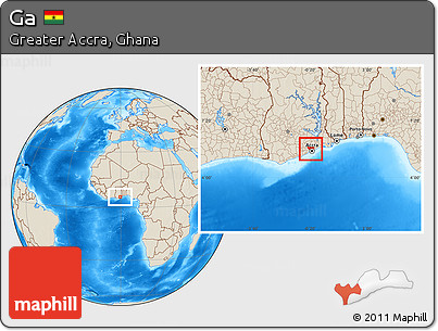 Shaded Relief Location Map of Ga