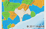 Shaded Relief Map of Ga, political outside