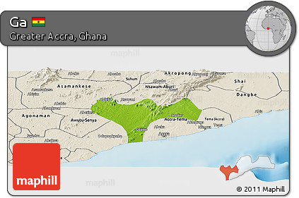 Physical Panoramic Map of Ga, shaded relief outside