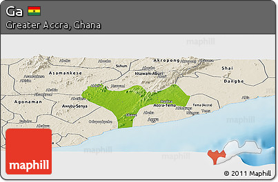 Physical Panoramic Map of Ga, shaded relief outside