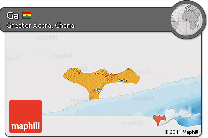Political Panoramic Map of Ga, single color outside