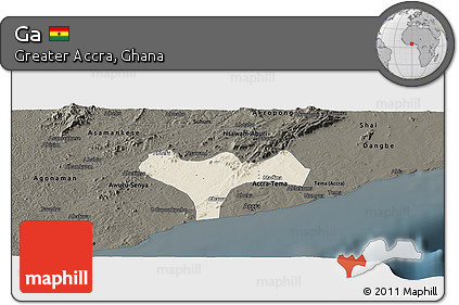 Shaded Relief Panoramic Map of Ga, darken
