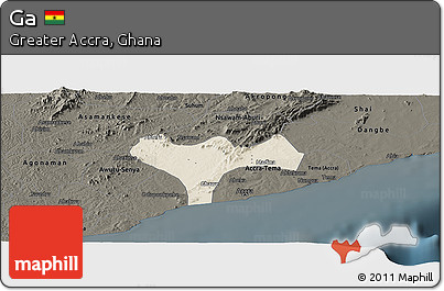Shaded Relief Panoramic Map of Ga, darken