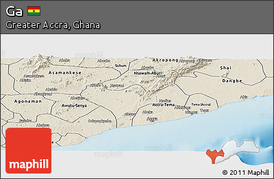 Shaded Relief Panoramic Map of Ga