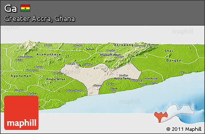 Shaded Relief Panoramic Map of Ga, physical outside