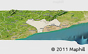 Shaded Relief Panoramic Map of Ga, satellite outside