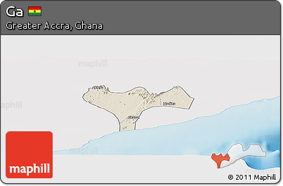 Shaded Relief Panoramic Map of Ga, single color outside