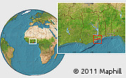 Satellite Location Map of Greater Accra, within the entire country