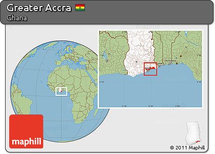 Savanna Style Location Map of Greater Accra, highlighted country