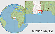 Savanna Style Location Map of Greater Accra, highlighted country