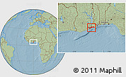 Savanna Style Location Map of Greater Accra, hill shading