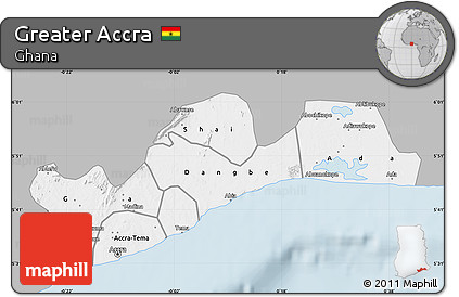 Gray Map of Greater Accra, single color outside