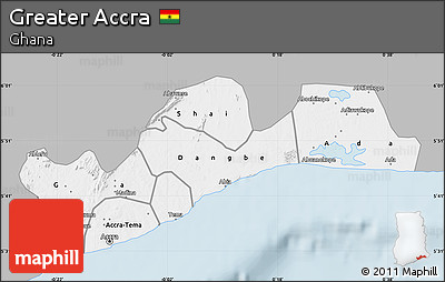 Gray Map of Greater Accra, single color outside