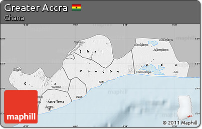 Gray Map of Greater Accra, single color outside