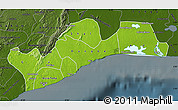 Physical Map of Greater Accra, darken