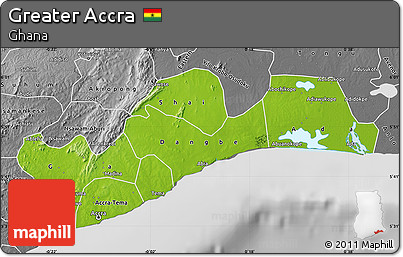 Physical Map of Greater Accra, desaturated