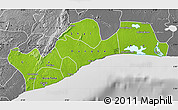 Physical Map of Greater Accra, desaturated