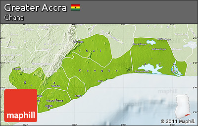 Physical Map of Greater Accra, lighten