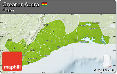 Physical Map of Greater Accra, lighten