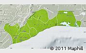 Physical Map of Greater Accra, lighten, semi-desaturated