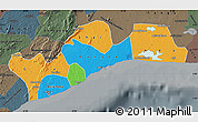 Political Map of Greater Accra, darken, semi-desaturated