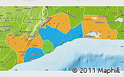 Political Map of Greater Accra, physical outside