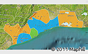 Political Map of Greater Accra, satellite outside