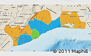 Political Map of Greater Accra, shaded relief outside