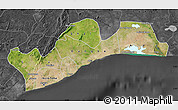Satellite Map of Greater Accra, darken, desaturated