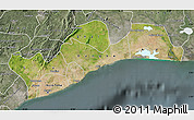 Satellite Map of Greater Accra, semi-desaturated