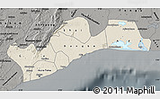 Shaded Relief Map of Greater Accra, darken, semi-desaturated