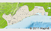Shaded Relief Map of Greater Accra, physical outside