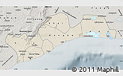 Shaded Relief Map of Greater Accra, semi-desaturated