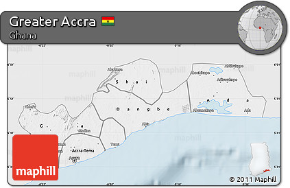 Silver Style Map of Greater Accra, single color outside