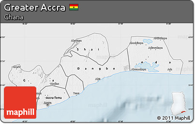 Silver Style Map of Greater Accra, single color outside