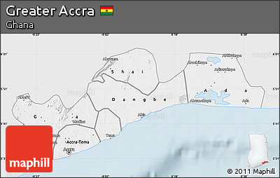 Silver Style Map of Greater Accra, single color outside