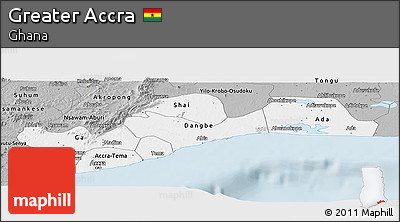 Gray Panoramic Map of Greater Accra