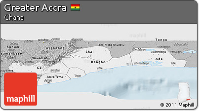 Gray Panoramic Map of Greater Accra