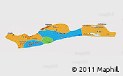 Political Panoramic Map of Greater Accra, cropped outside