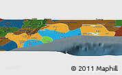Political Panoramic Map of Greater Accra, darken