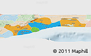 Political Panoramic Map of Greater Accra, lighten