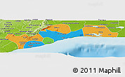 Political Panoramic Map of Greater Accra, physical outside