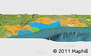 Political Panoramic Map of Greater Accra, satellite outside